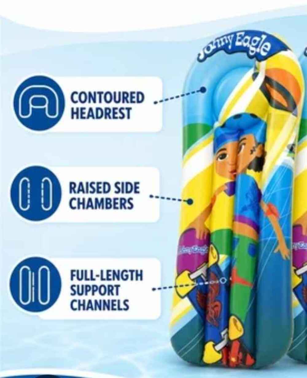 Johnny Eagle Kids Inflatable Air Mattress Pool Float - New